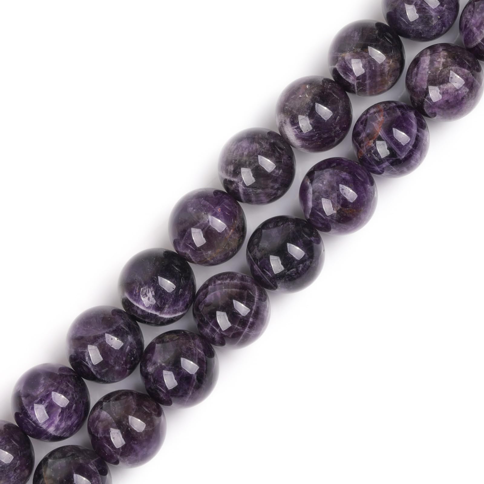 GEM-Inside Natural 16mm Amethyst Quartz Round Gemstone Semi Precious Loose Beads for Jewellery Making 15''
