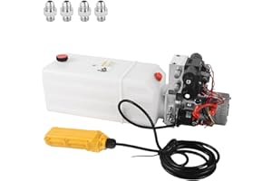 Dawot 8 Quart Hydraulic Pump 12V DC Hydraulic Power Unit Double Acting Double Solenoid Dump Trailer Pump with Plastic Reservoir for Dump Trailer & Lifting Platforms