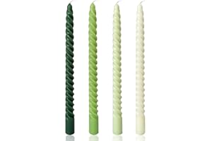SIXLADYBRO 10 Inch Spiral Taper Candles for Home Decoration, 4 Pack Green-Gradient Candlesticks for Dinner Party Wedding Holiday Spring - Green Series