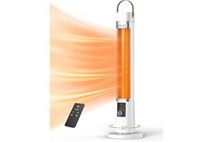 Aerozy Patio Heater for Outdoor Use, Electric Space Heater Indoor, Portable Infrared Heater with 60-Degree Oscillation, Timer, Remote, for Patio, Gazebo, White