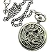 Carrie Hughes Antique Mechanical Pocket Watches for Men Lucky Dragon Phoenix Skeleton Roman Numberals with Chain and Box CH223