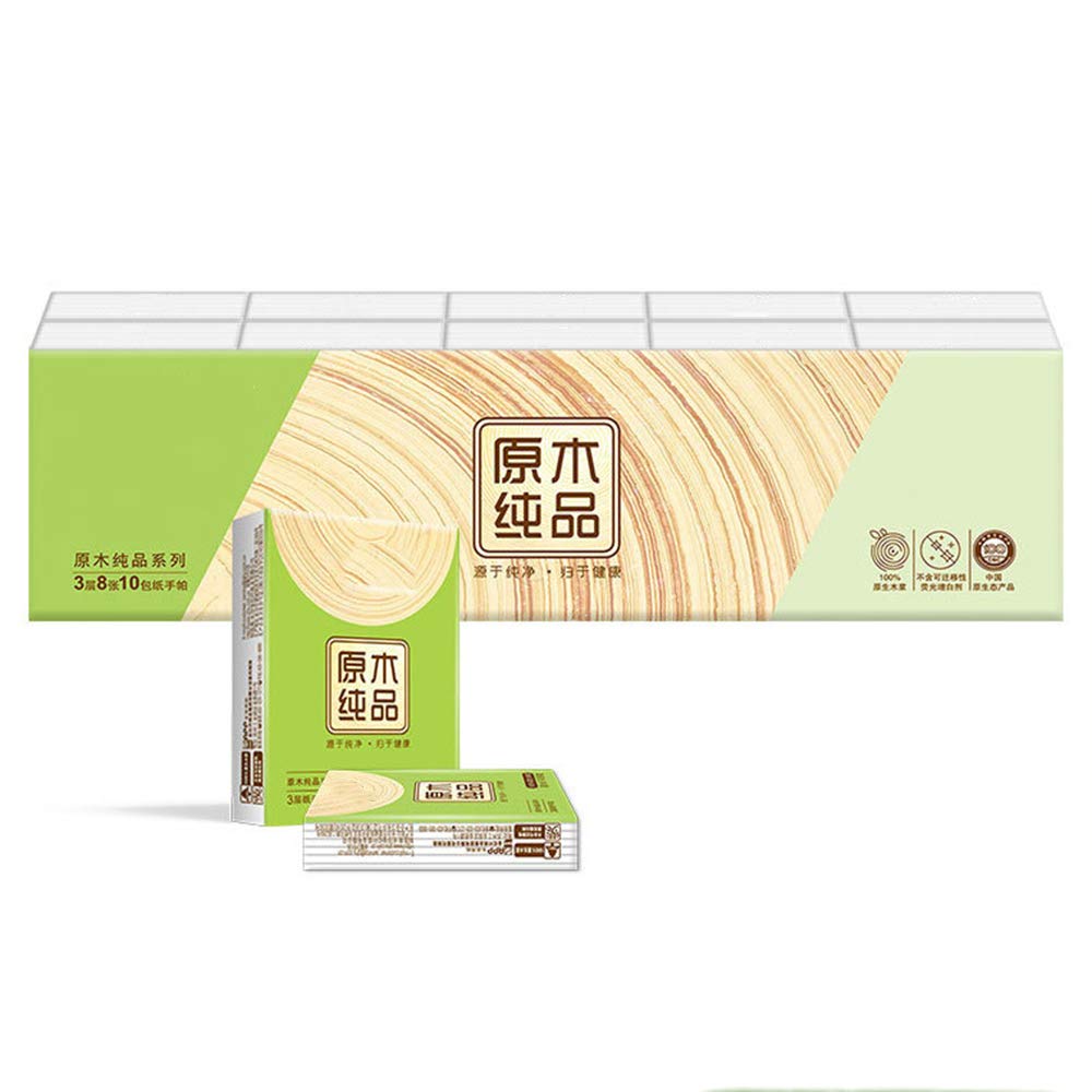 Lezed Handkerchief Paper Towel for Face Pocket Handkerchiefs Tissues Mini Paper Handkerchief Folded Facial Tissues Carrying Ultra-Mini 3 Layers 8 Pieces 10 Pack