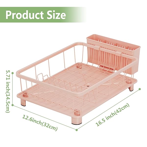 HIVIWEER PINK DISH DRYING RACK – SPACE-SAVING DISH RACK,DISH RACKS FOR KITCHEN COUNTER WITH DRAINBOARD, BIRTHDAY CHRISTMAS DAY MOTHERS DAY THANKSGIVING GIFTS FOR MOM GRANDMA WIFE KITCHEN ENTHUSIASTS