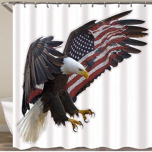 Amazon Com Adoninelp Shower Curtain American Eagle Flag Waterproof Upgrade Polyester Bathroom Decor With Hooks Personalized Custom Bathroom Curtains Set 72 X 72 Inches Home Kitchen