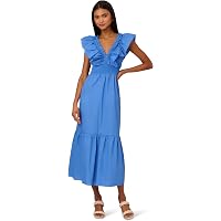 slim fit dress slacks Red Mu Color Block Chiffon Trapeze Dress With Chain Halter Neckline main image 1