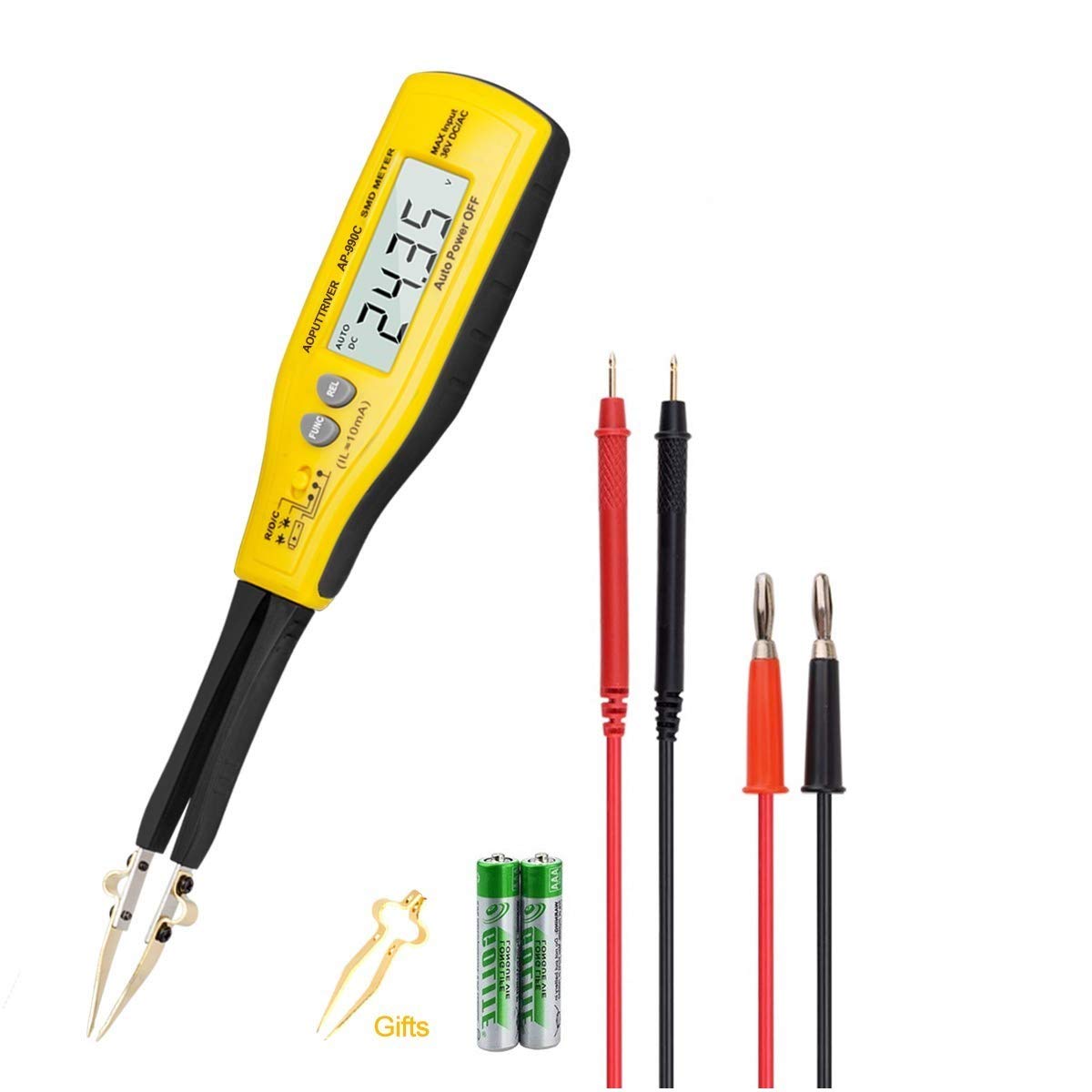Pinzetta Multimetro Smart SMD Tester AP-990C Handheld Resistance Capacitance Auto Scan Multimeter with 6000 Count+Diode Test+Relative Value +Continuity Buzzer
