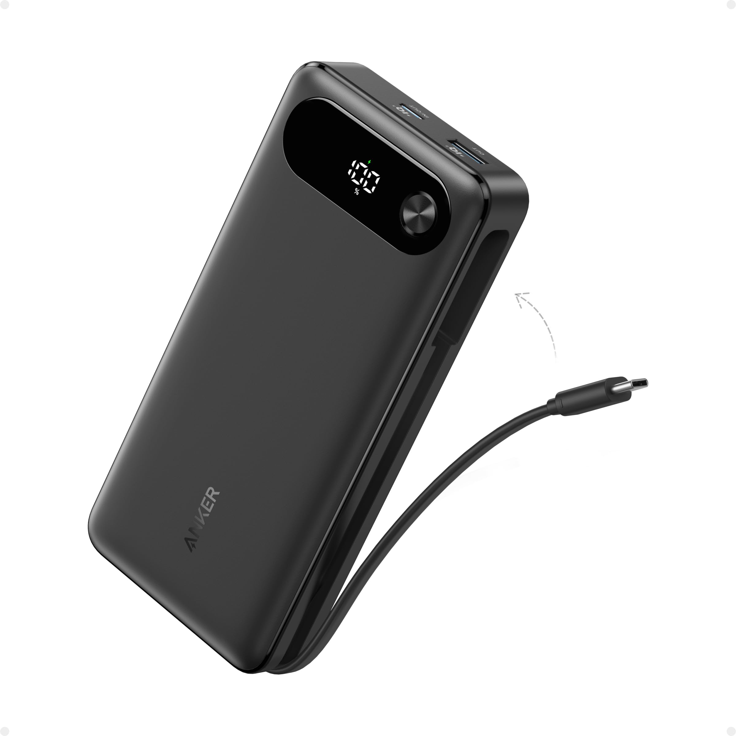 Anker Powerbank, 20000mAh 87W Max, integriertes USB-C Kabel
