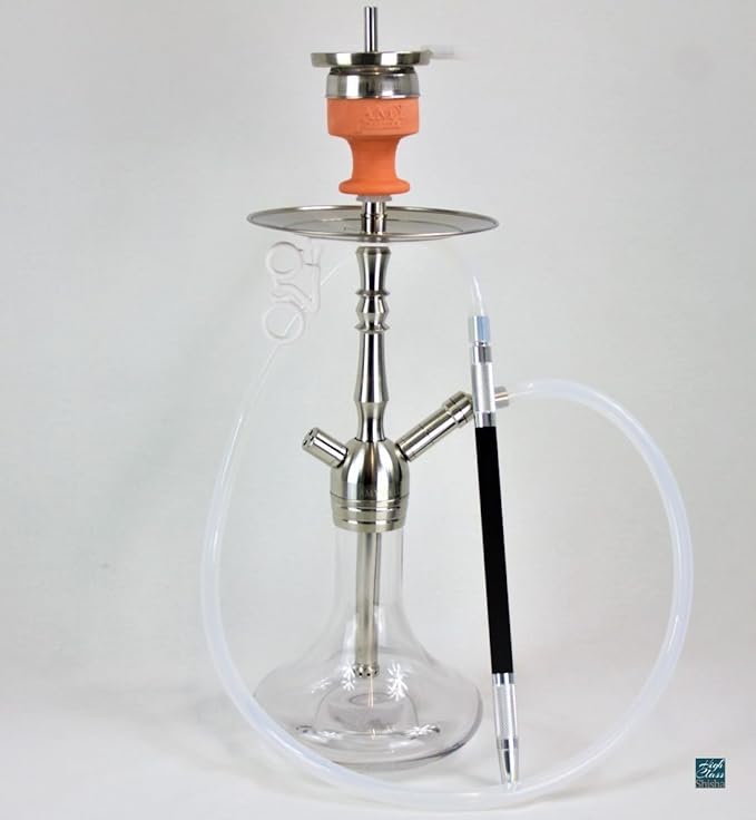 AMY DELUXE Shisha Wasserpfeife LITTLE PALM SS12 Edelstahl (Rauchsäule) (Transparent)