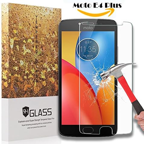 Moto E4 Plus Screen Protector,Kinond [9H Hardness] [Anti Scratch] [No-Bubble] High Definition Clear Shield Tempered Glass Screen Protector for Motorola Moto E4 Plus (4th Gen)5.5 inch (1 Pack)