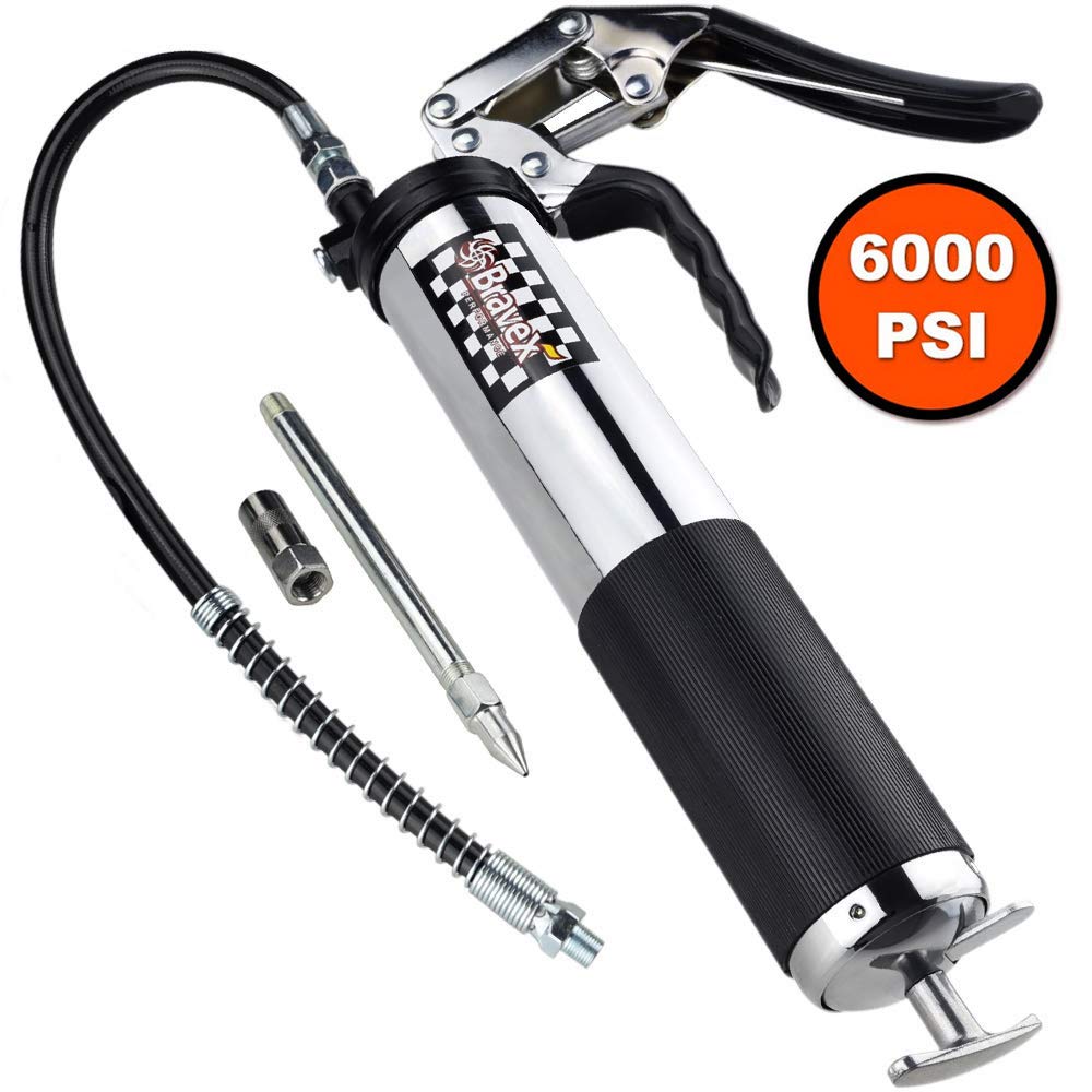 Bravex Heavy Duty Professional Pistol Grip Grease Gun 6000 PSI 18