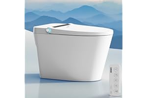 Luoware Smart Toilet, One Piece Toilet with Built-in Heated Bidet Seat, Auto Flush, Foot Sensing Flush, Built-in Tank & Pump-Assisted, Warm Water & Dryer, LED Display, Night Light, Manual Lid
