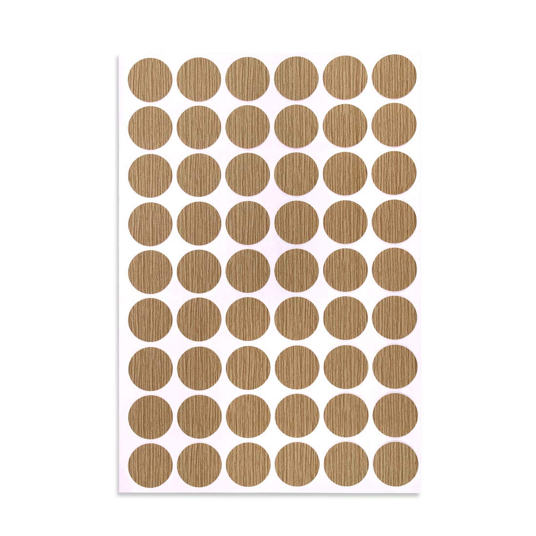 sourcing map Screw Hole Covers Stickers Textured Plastic Self Adhesive Stickers for Wood Furniture Cabinet Shelve Plate 21mm Dia 54pcs in 1Sheet Maple, PC-275