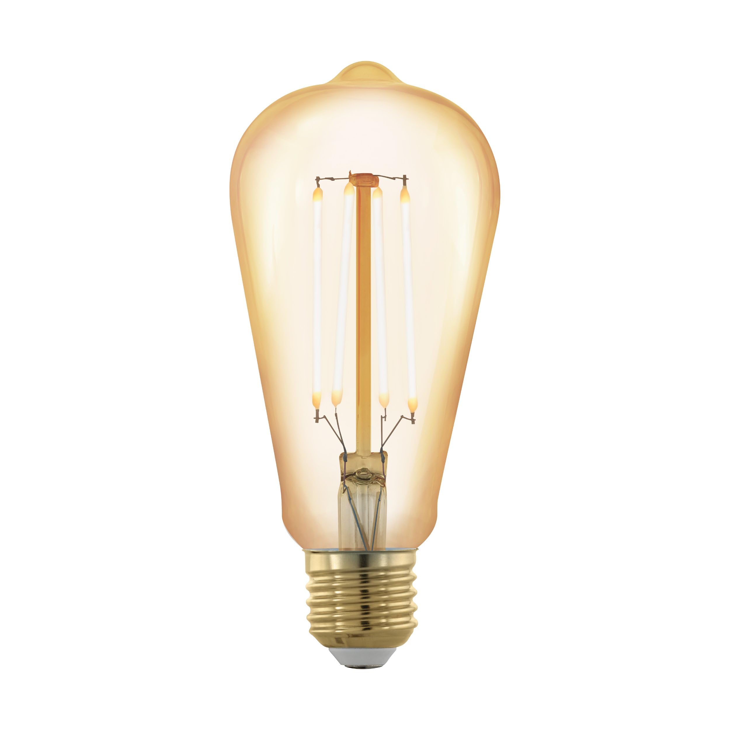 Eglo E27 LED lamp, 3 Step dimmable Amber Vintage Filament Light Bulb, Piston-Shaped Edison lamp for Retro Lighting, 4.5 watt, Warm White Glow, 2200 Kelvin, ST64, Ø 2.5"