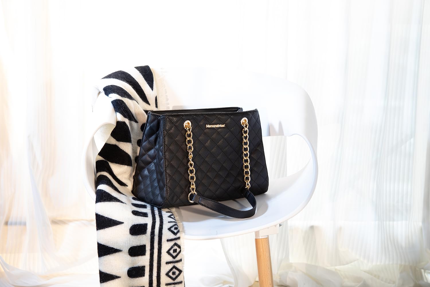 Montana West MEDIUM Tote Bag for Women Quilted Chain Handbags Shoulder Purse