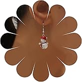 Allereyae Vintage Crystal Christmas Snowman Earrings Rhinestone Snowman Dangle Earrings Silver Cz Snowman Earrings Sparkly Christmas Earrings Jewelry for Women