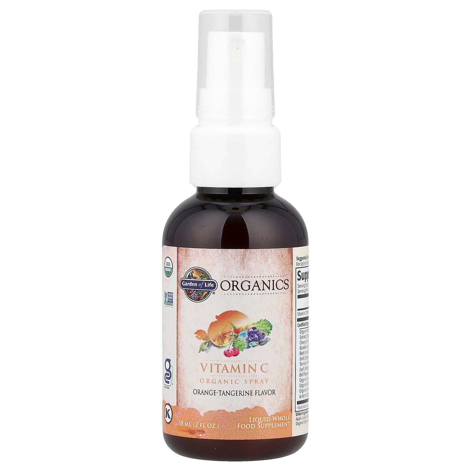 Garden of Life Organics Vitamin C Spray for Kids and Adults - Orange Tangerine, Vitamin C Supplement, Antioxidant for Immune Support and Skin Health, 2 fl oz Liquid Drops