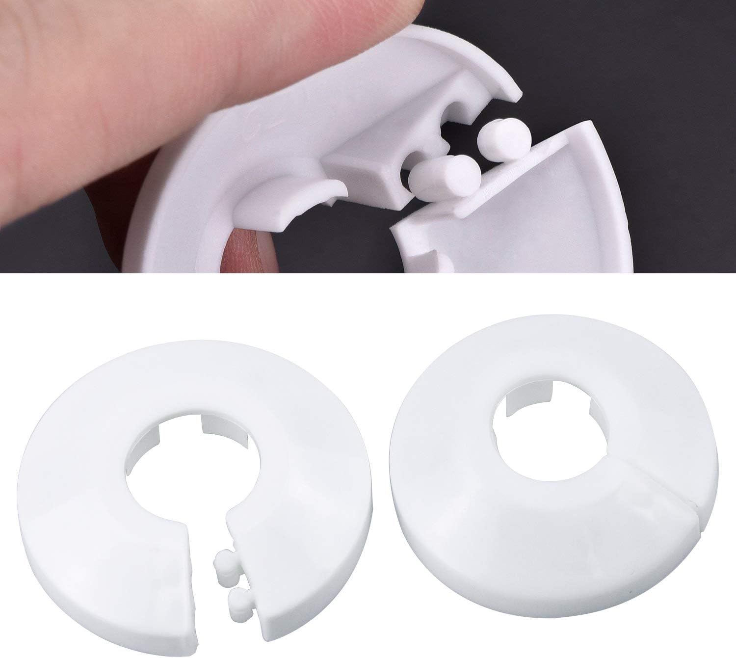 WEKON Set of 12 Pipe Collars White, Plastic Radiator Pipe Covers Pipe