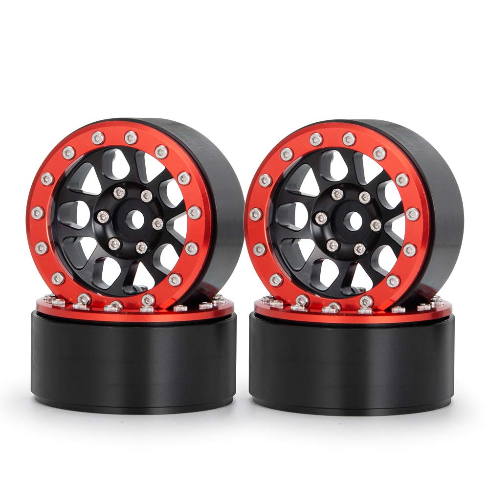 XUNJIAJIE Set of 4 1.9 RC Wheel Rim Rings Beadlock Wheel Rim for 1/10th RC Crawler Axial SCX10, SCX10-ii 90046, SCX10-III, TRX4 Model Car