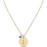 Handmade Gold, Rose Gold Semicolon Gemstone Charm Necklace, Adjustable Length with Labradorite for Strength, Continue Your Story, Suicide Prevention Awareness, Memorial Jewelry Gift for Survivor, Family Member