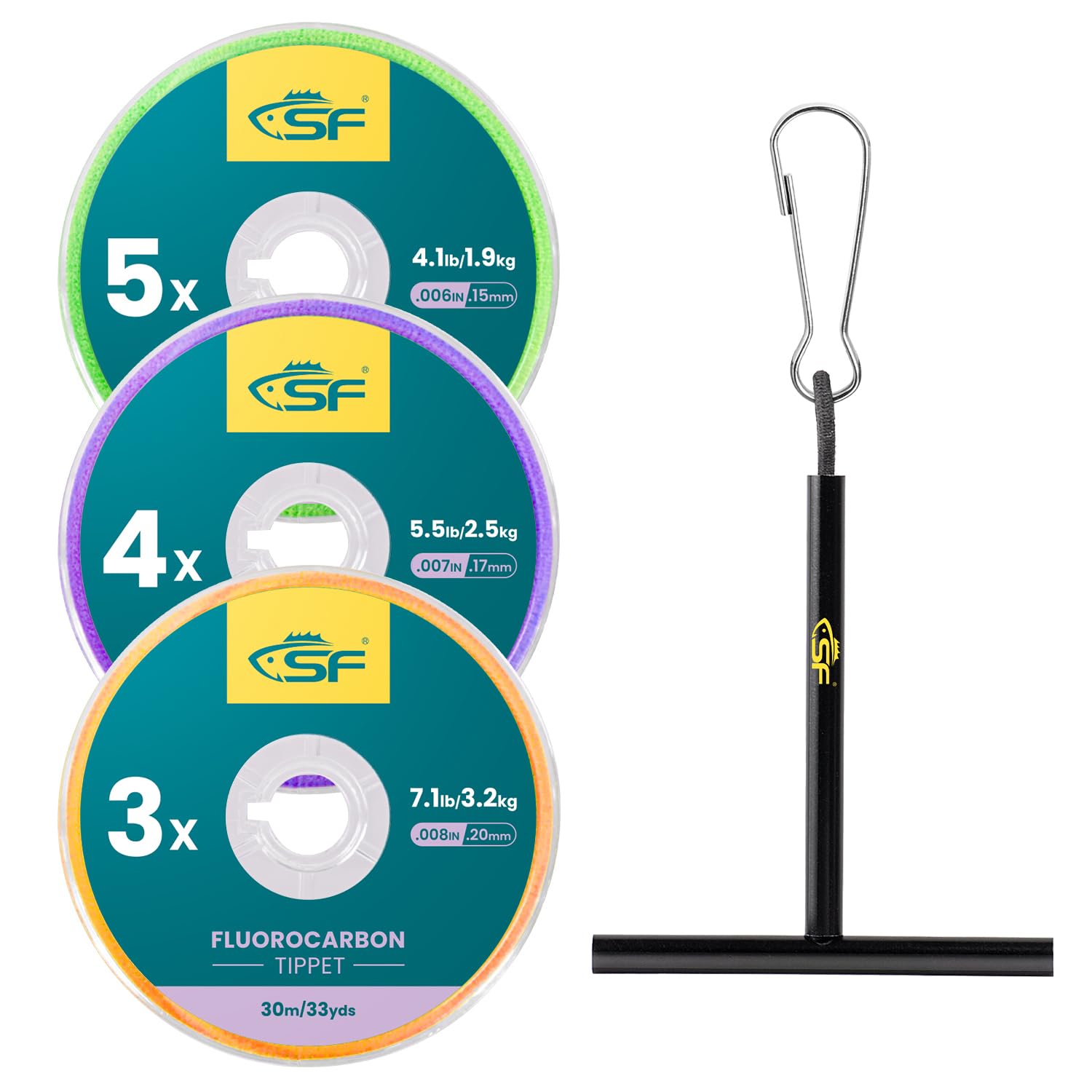SF Clear Fluorocarbon Fly Fishing Tippet Line with Holder Leaders and Tippets-3 Pcs 3X, 4X, 5X — image 1