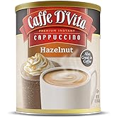 Caffe D'Vita Instant Hazelnut Cappuccino Mix - 1 Lb Can | Instant Hazelnut Ground Coffee Beans, Gluten Free, No Cholesterol, No Hydrogenated Oils or Trans Fat, 99% Caffeine Free