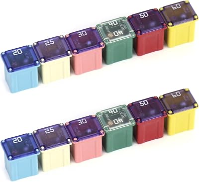 QWORK 12 Pcs Automotive Flat Jcase Fuses Low Profile 20A-60A Set
