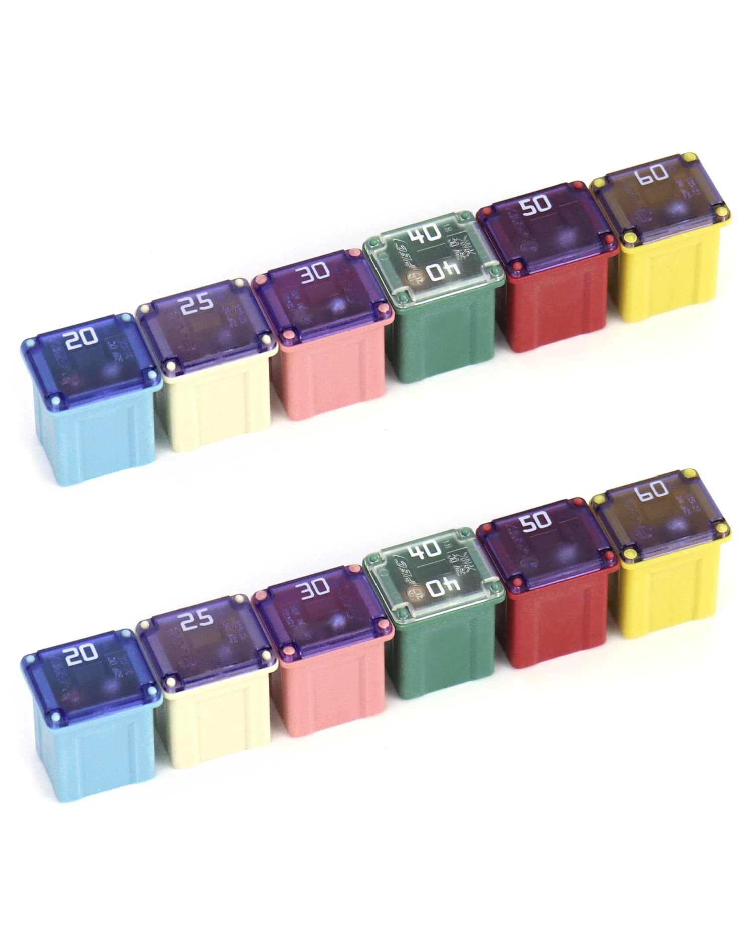 QWORK® 12 pcs Automotive Low Profile Case Jcase Fuse for Trucks, Cars and SUVs, Boats, 2 pcs each 20A/25A/30A/40A/50A/60A