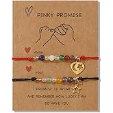 SHINUS BOHO Gold Heart Red String Matching Beaded Strand Couple Bracelets for Women,Stackable Charm Beads Friendship Jewelry Gift for Him Valentines Day