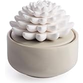 Airom&eacute; White Succulent, Porcelain Passive Essential Oil Diffuser (with 15ml Peppermint Essential Oil) &ndash; Non-Electric, Battery-Free, Improves Sleep, and Relieves Stress
