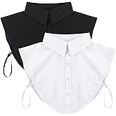 Qulkws 2 Pcs Women Dickey Collars Fake Collar Faux Collar Detachable Collars Half False Blouse Dickey for Women Girls Favors Black, White