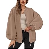Arssm Womens Oversized Zip Up Sweatshirt Jackets Fleece Lantern Sleeve Casual Fall Bomber Jackets
