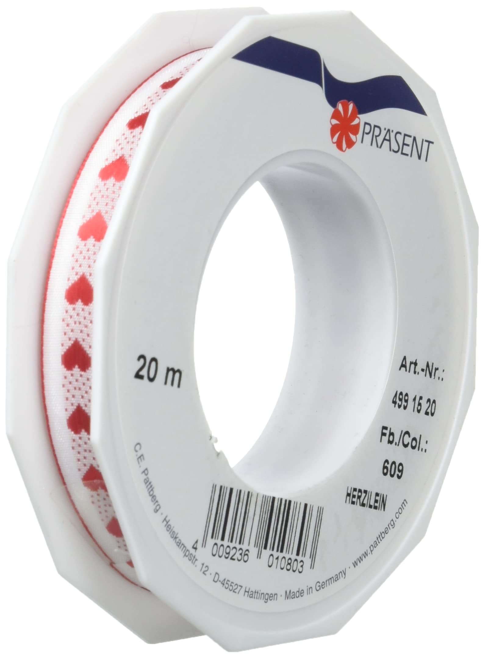 Präsent - Herzilein Printed Ribbon Red 15 mm Width, 20 m Length — image 1