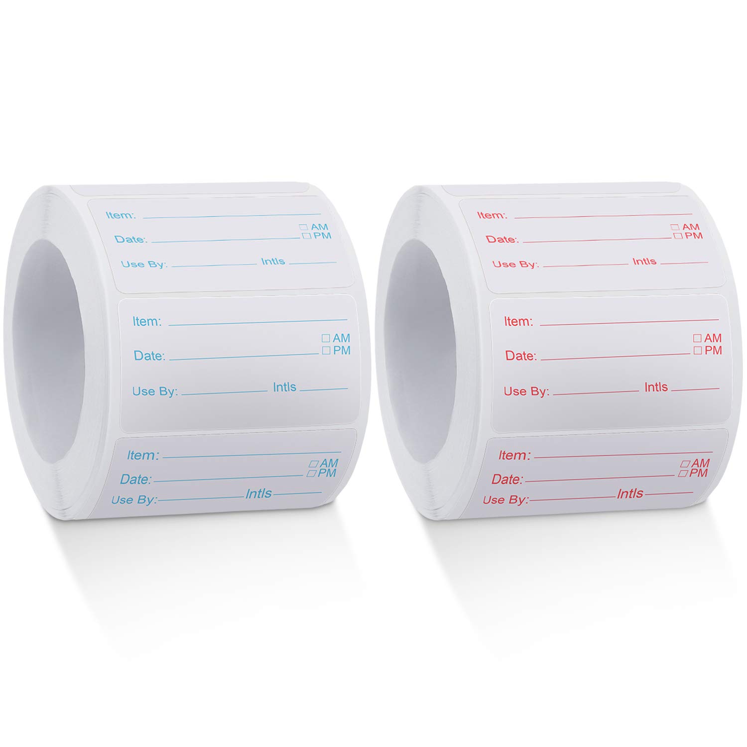 2 Rolls 1000 Pieces Dissolvable Food Labels - Removable Food Stickers for Home or Restaurant Canning - Red and Blue