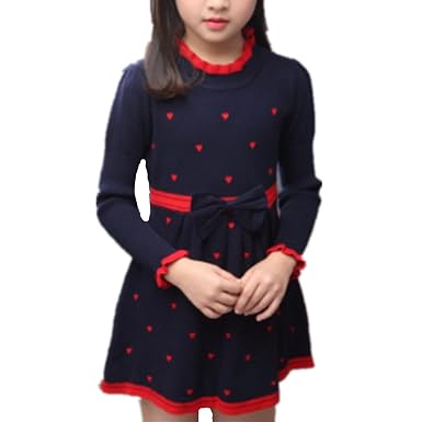 Amazon Shunliu 新しいニットワンピース 子供服 女の子 長袖 可愛い