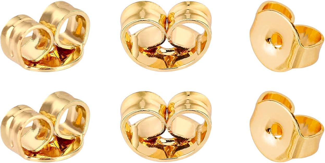 AIEX 6pcs/3 Pairs Earring Backs Stoppers Replacement Secure Ear Locking for Stud Earrings, Jewelry Making, 6x5mm