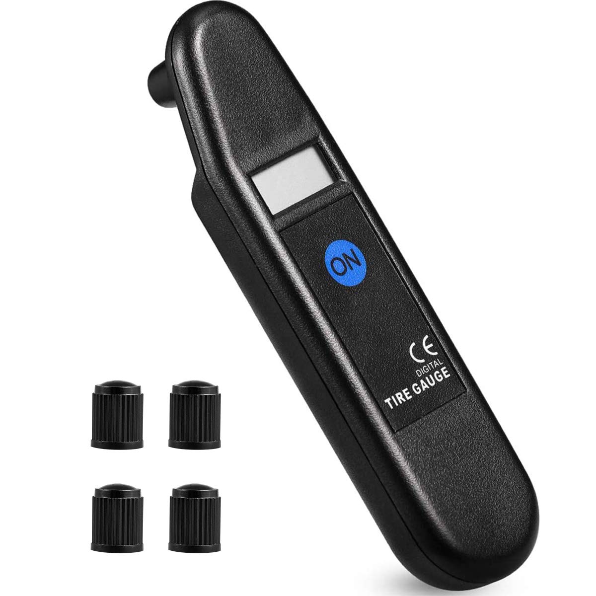 CZC AUTO Digital Tyre Pressure Gauge Checker 100 PSI 4 Ranges with LCD Display & Non-Slip Grip for Car Truck Bike Motorcycle, with 4 Plastic Valve Caps