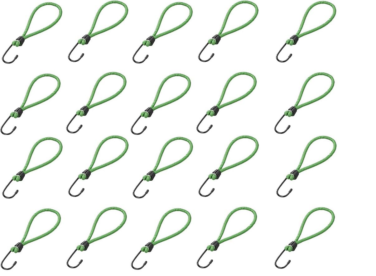 Set: 10-20 pieces elastic straps with hooks, 17 cm tarpaulin tensioner with hook loop, extra strong rubber ropes, expander hooks, lashing straps, rubber tensioners for tarpaulins, tents, white, black,