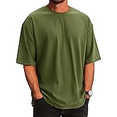 Runcati Mens Casual T-Shirts Short Sleeve Lightweight Oversized Summer Cotton Tee Beach Crew Neck Tops