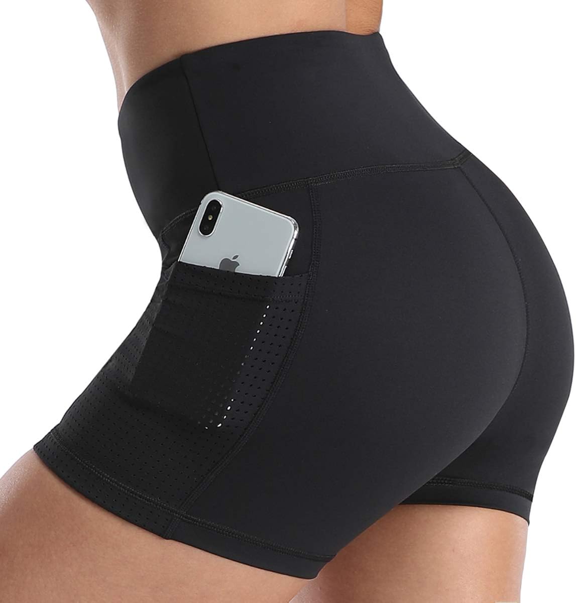 UURUN Yoga Shorts for Women Workout Shorts Tummy Control Athletic Running Biker Shorts with Pockets 3"/8": Clothing