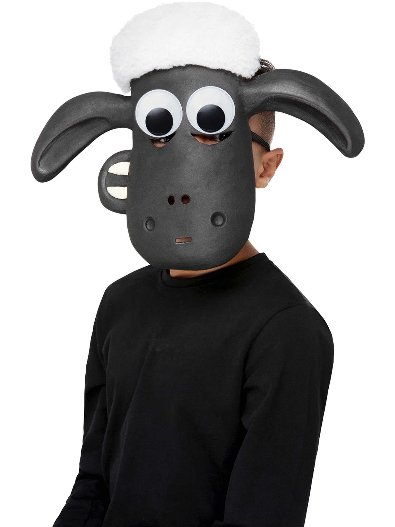 Smiffys Shaun the Sheep EVA Mask Adults, Official License Sheep Mask with Soft Fabric Hair, Sideways Grin & Sticky-Out Ears, Transform into the Loveable Sheep!