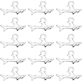 SUNNYCLUE 1 Box 80Pcs Shark Charms Bulk Antique Silver Fish Charms Alloy Metal Tibetan Mini Ocean Sea Sharks Animals Summer Charm for Jewelry Making Charms Women DIY Necklaces Earrings Bracelets