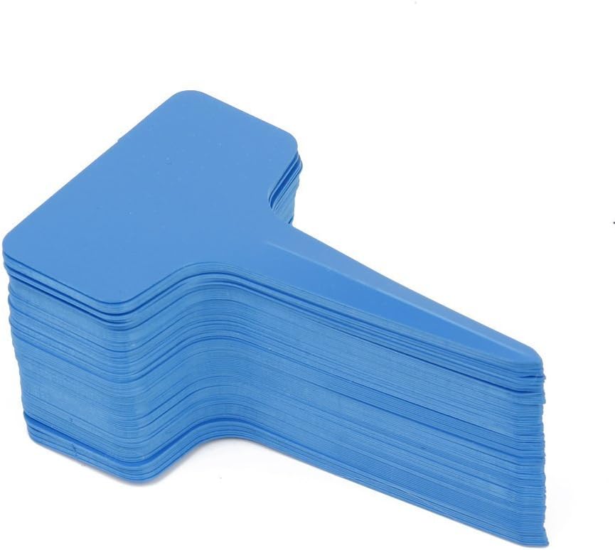 Haahaha Fine Quality T-Shape Plastic Plant Pot Markers Sticks Nursery Garden Labels (Blue Approx.100pcs)