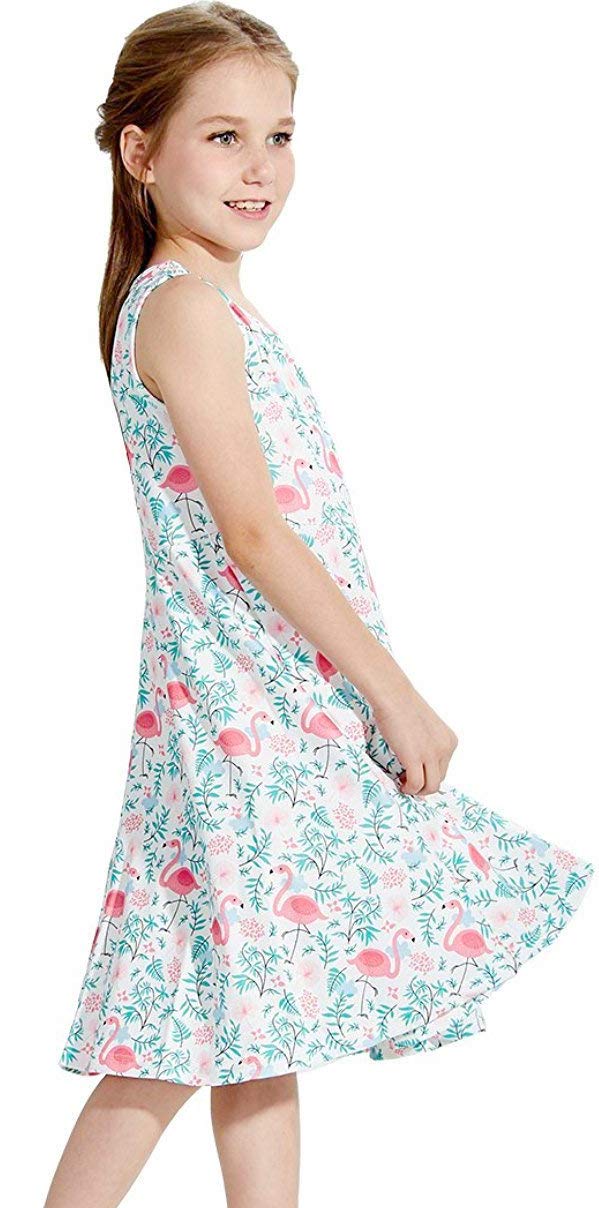 Leapparel Fancy Dresses for Toddlers Girls Mini Sleeveless Flamingos Design 8-9T