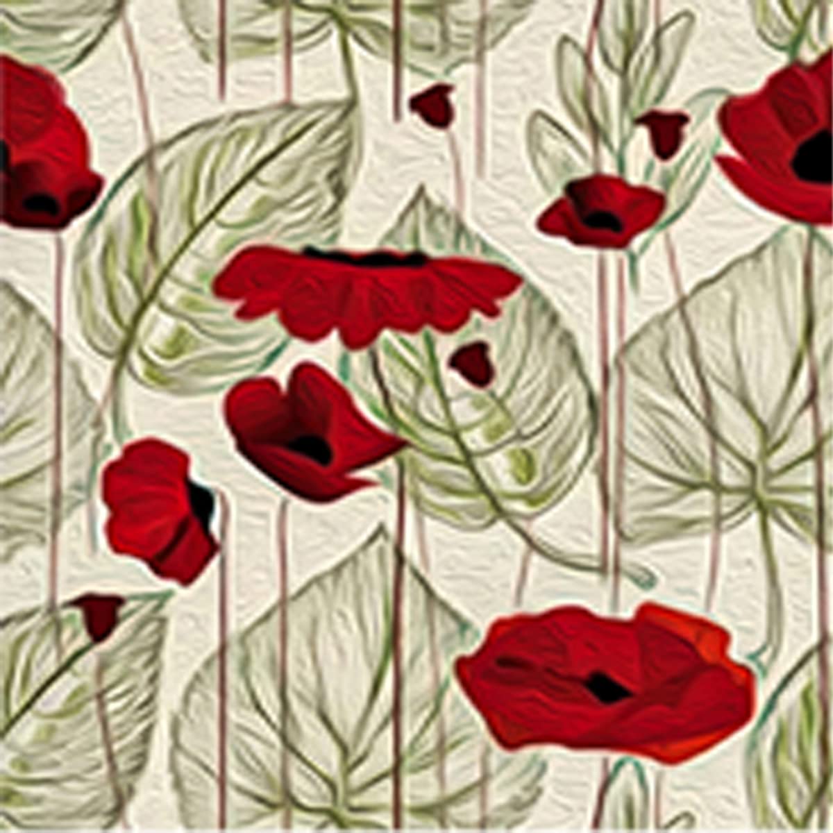 Poppy Flower Upholstery Fabric for Chairs,Red Flower Leaves Outdoor Fabric by The Yard,Chic Rustic Botanical Decorative Fabric for Upholstery and Home DIY Projects,3 Yards,(L276*W150cm) Fern Green