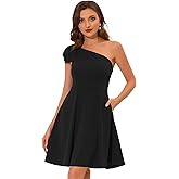 Allegra K Evening Cocktail Dress for Women's Valentine's Day Elegant Flared One Shoulder Formal Dresses