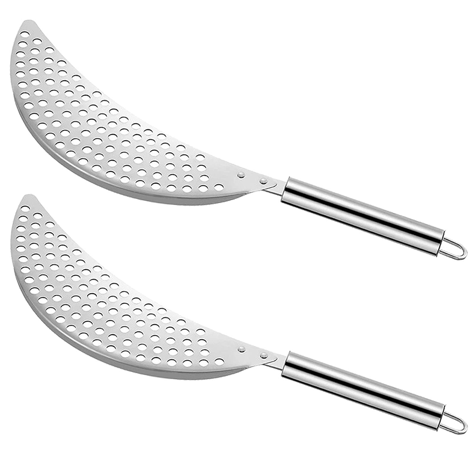 Photo 1 of 2 PACK Crescent Pot Strainer Stainless Steel Grease Pasta Strainer Insert Drainer with Handheld for Different Pot Pan Kitchen Tool