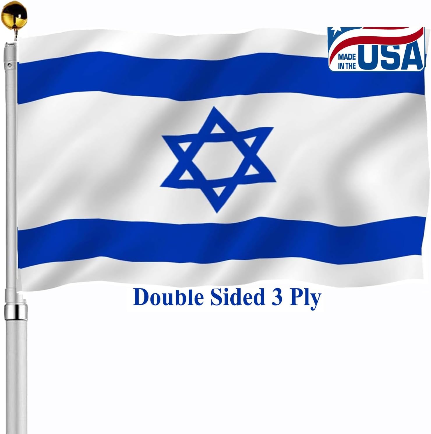 Flags - Israel Israeli Flags 3x5 Outdoor Double Sided- Israeli National Flag 3 Ply Heavy Duty with 2 Brass Grommets for Outside Oudoor