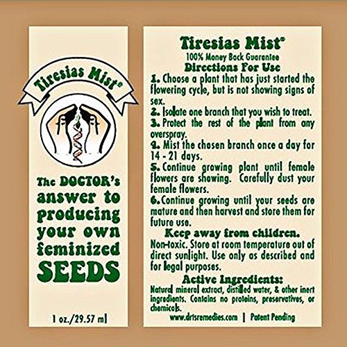 Tiresias Mist Feminized Seed Spray 1 ounce Bottle for Growing All