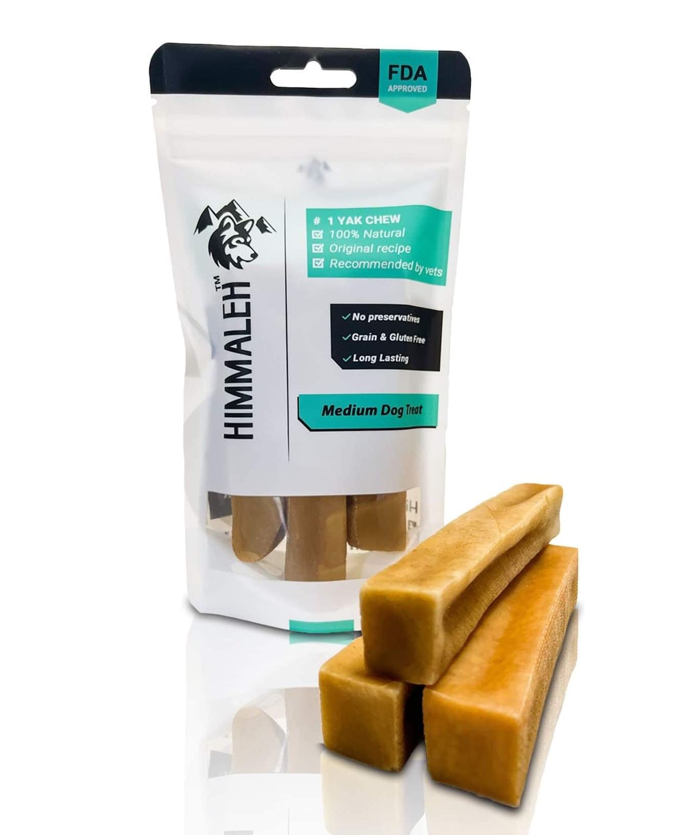 Himmaleh Yak Chews for Dogs - Yak chews for dogs Medium (pack of 3) - Protein Rich Dog Chews Long Lasting Natural - yak milk dog chew - Toothsome Yak Bars for Dogs - Himalayan dog chews - Yak Snack — image 1