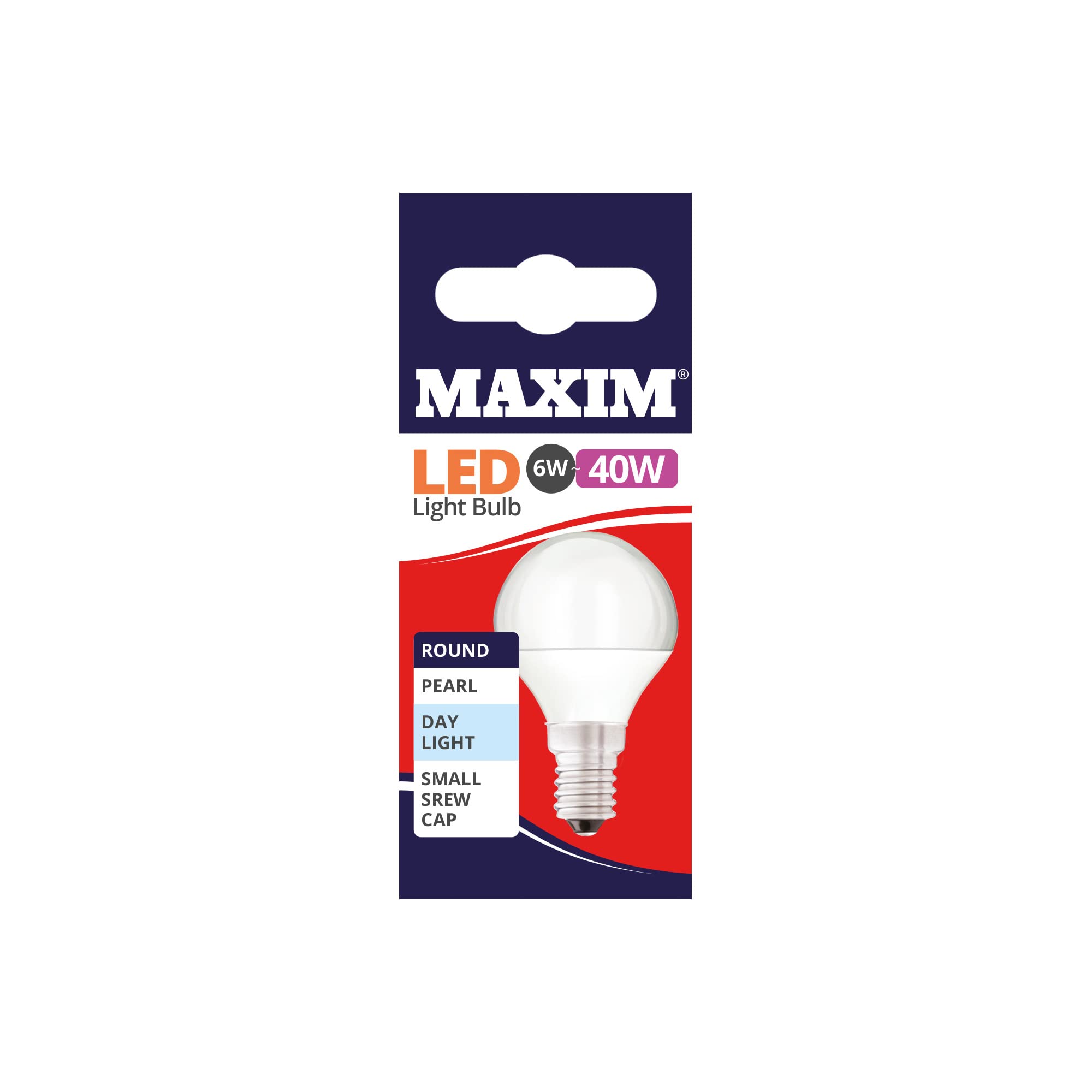 Maxim LED Light Bulbs (Pack of 10) - Round - Daylight White - Small Edison Screw Cap Bulbs (E14) - 6W Watt - 40MLRE14D5X10